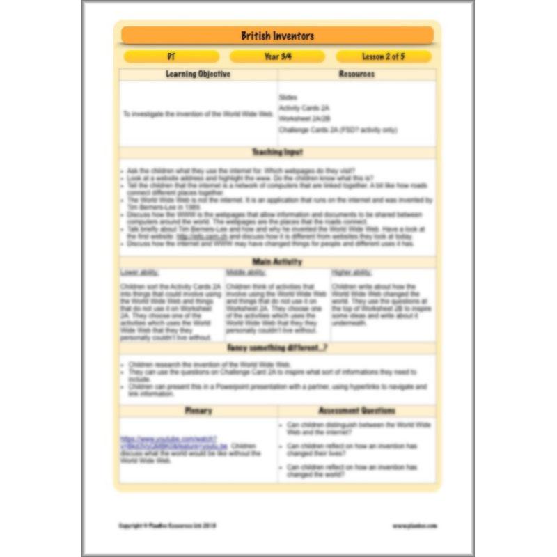 PlanBee British Inventors - British Inventions KS2 DT planning