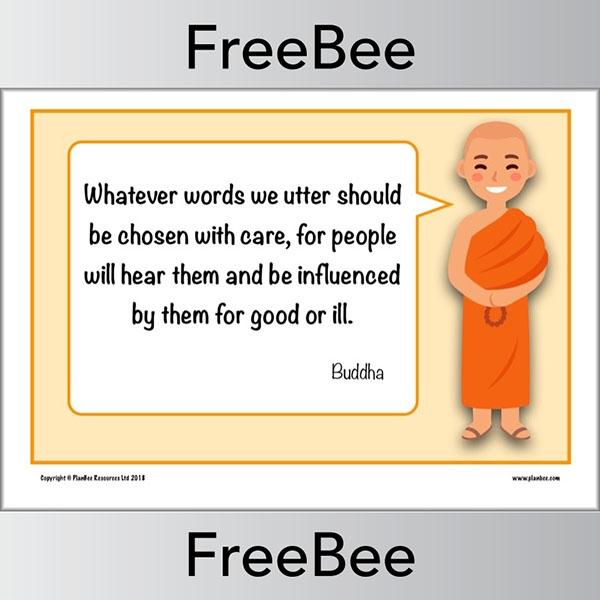 Free Inspirational Buddha Quotes Poster by PlanBee