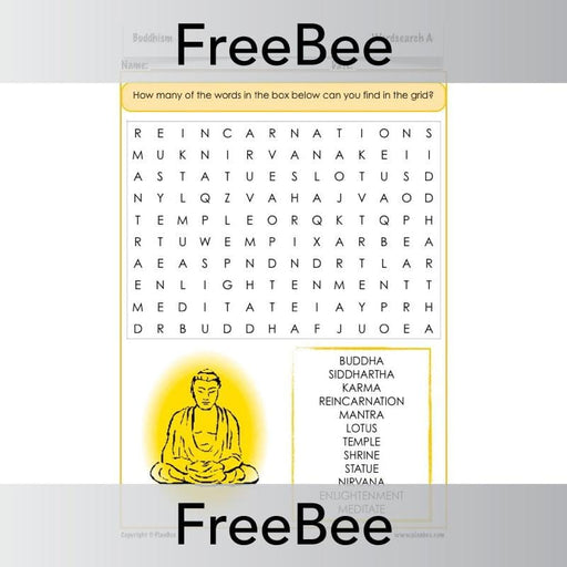 Free Downloadable Buddhism Word Search by PlanBee