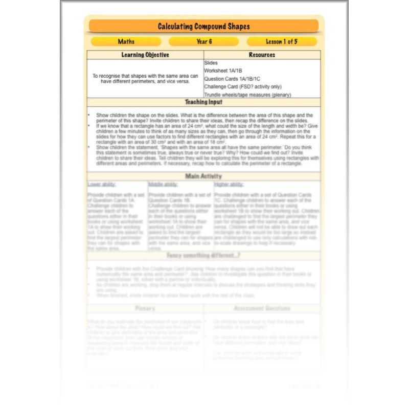 PlanBee Compound Shapes Volume and Area: KS2 Maths