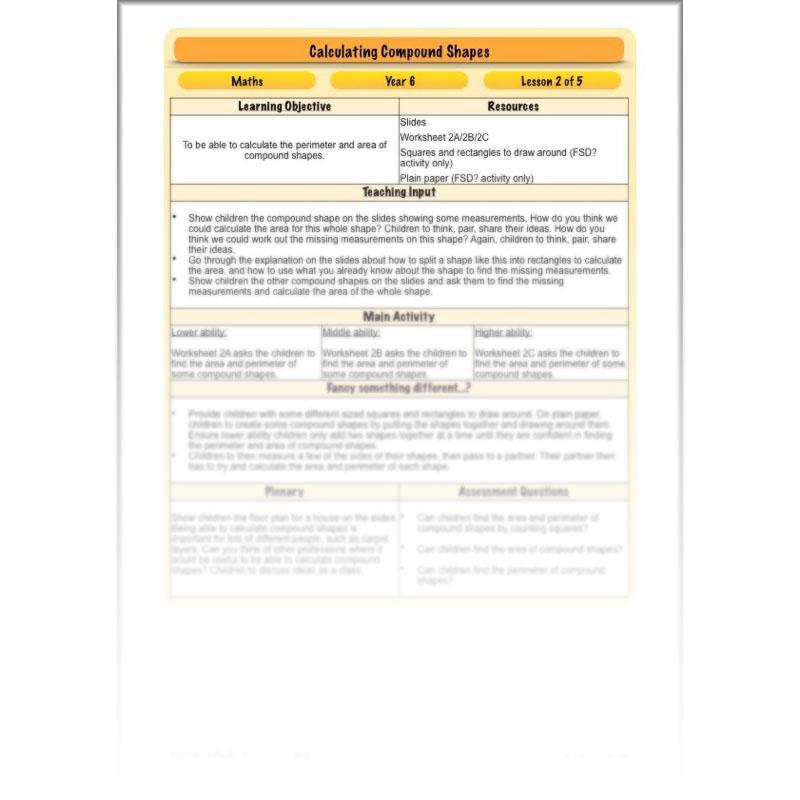 PlanBee Compound Shapes Volume and Area: KS2 Maths