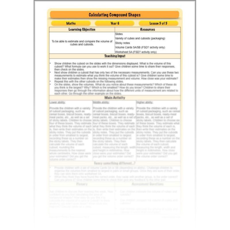 PlanBee Compound Shapes Volume and Area: KS2 Maths