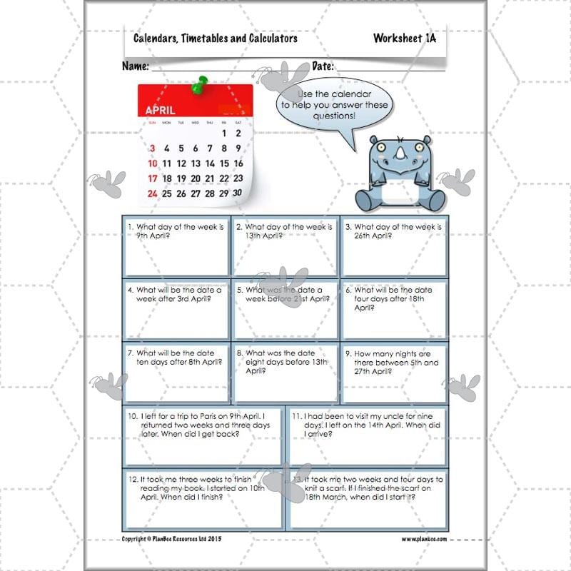 PlanBee Year 5 Time Lessons: Calendars and Timetables KS2