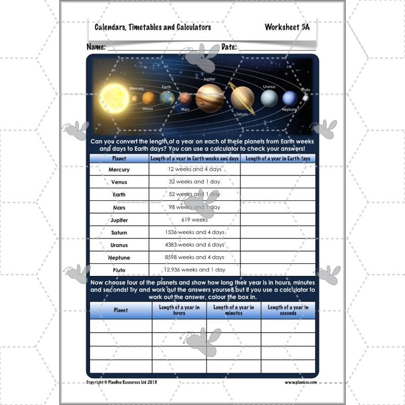 PlanBee Year 5 Time Lessons: Calendars and Timetables KS2