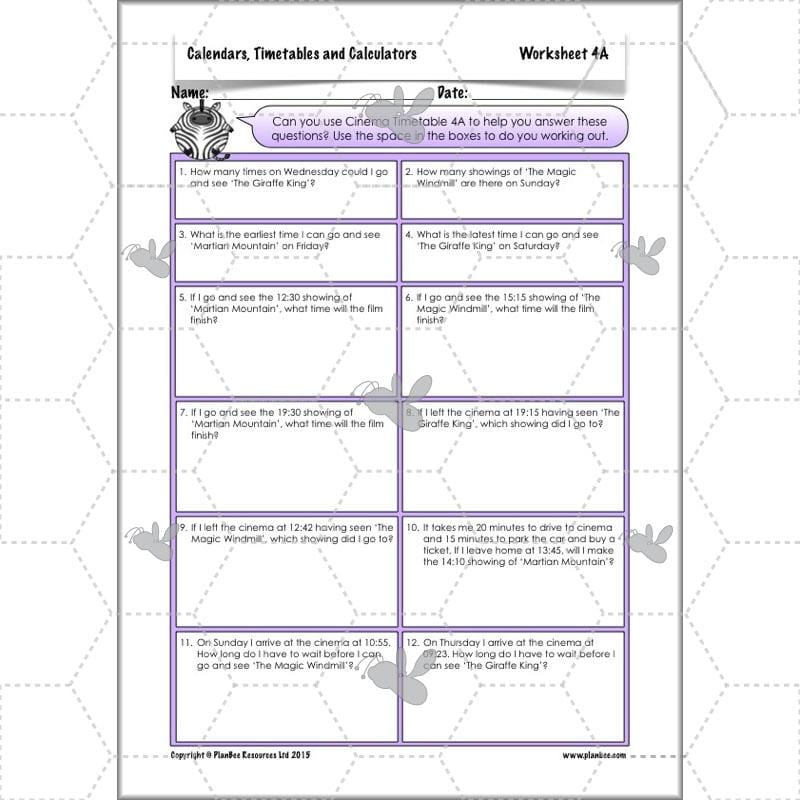 PlanBee Year 5 Time Lessons: Calendars and Timetables KS2