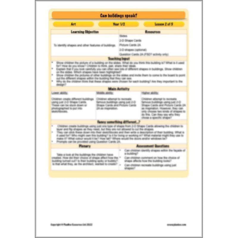 PlanBee KS1 Building Art | Can Buildings Speak? | PlanBee