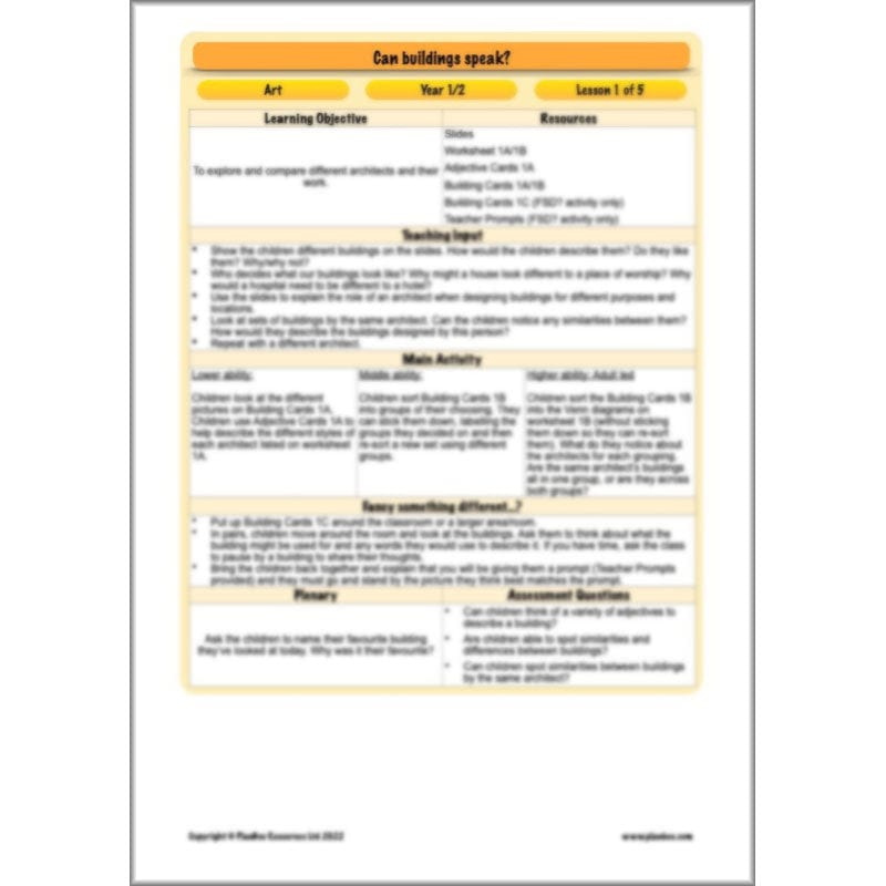 PlanBee KS1 Building Art | Can Buildings Speak? | PlanBee