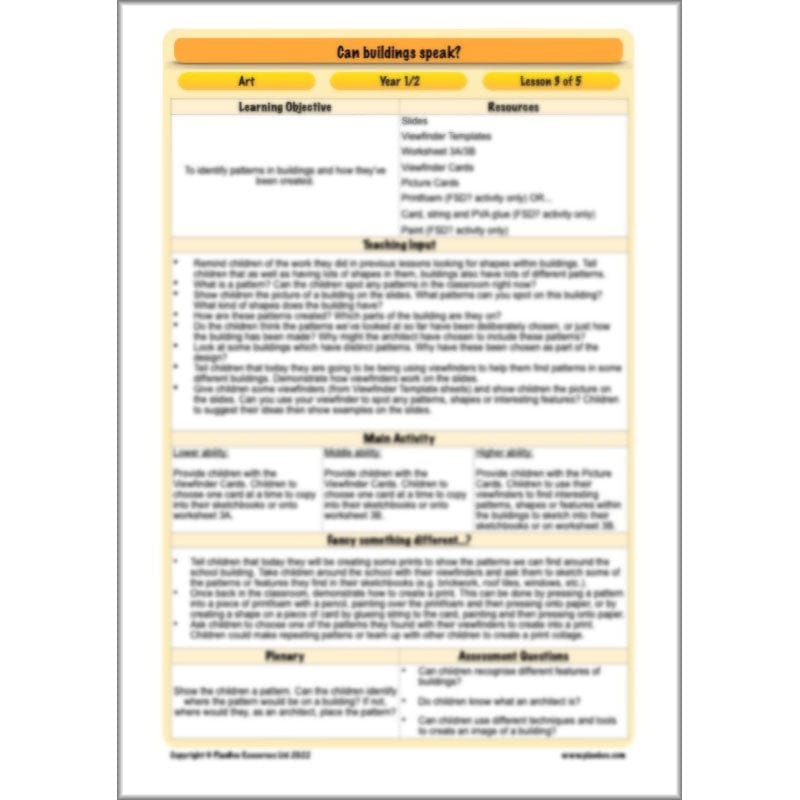 PlanBee KS1 Building Art | Can Buildings Speak? | PlanBee