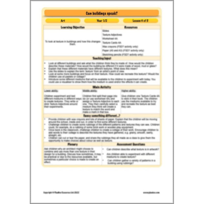 PlanBee KS1 Building Art | Can Buildings Speak? | PlanBee