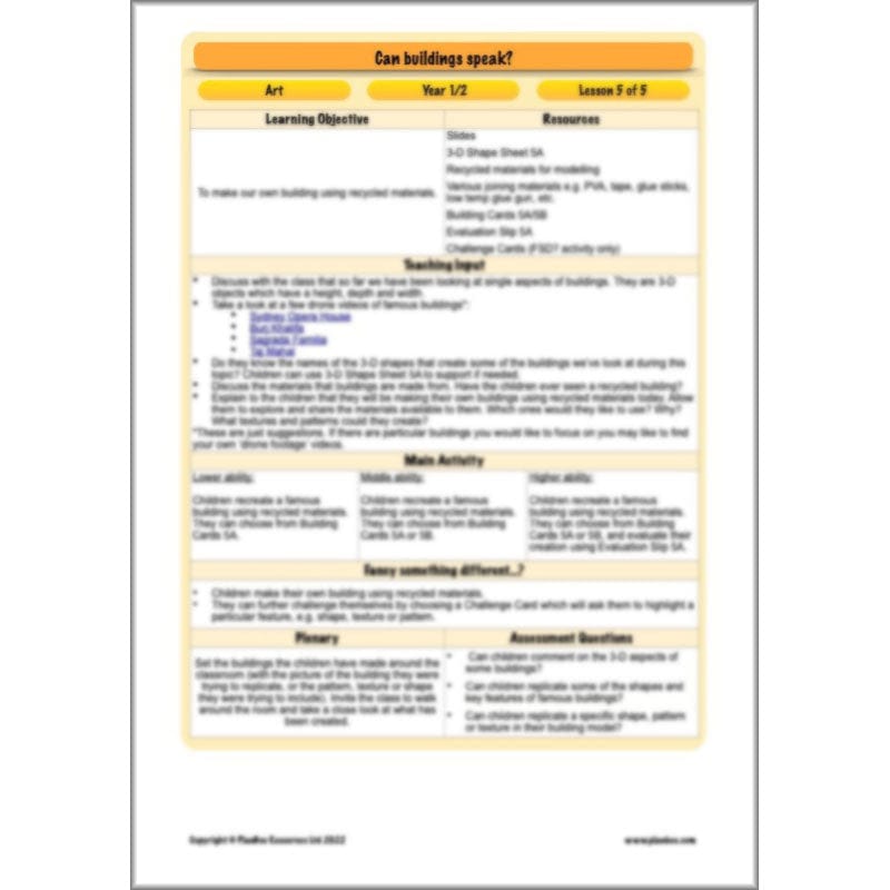 PlanBee KS1 Building Art | Can Buildings Speak? | PlanBee