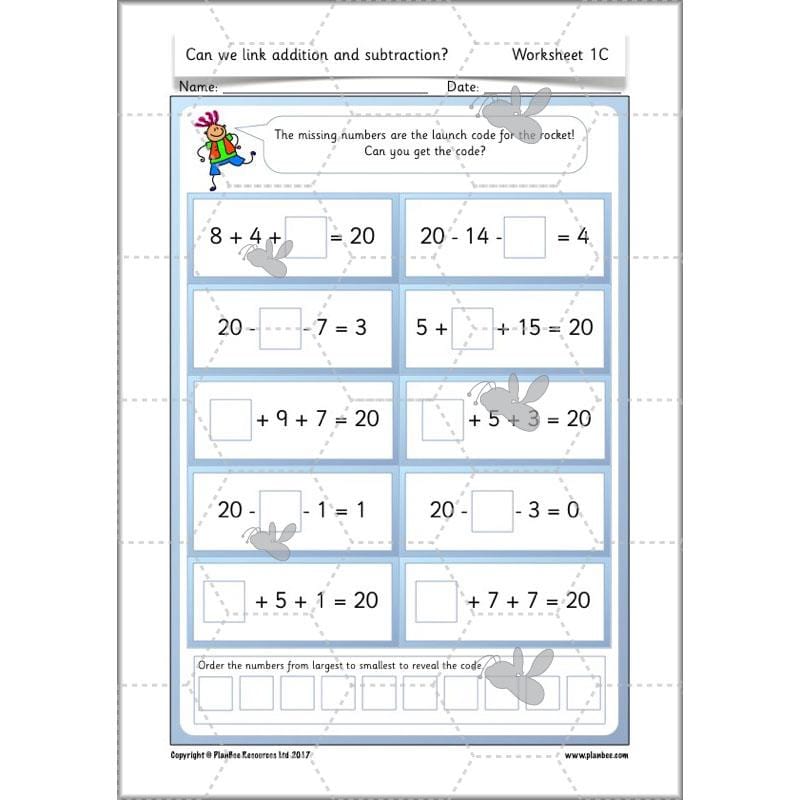 PlanBee Can We Link Addition and Subtraction? KS1 Maths Planning Year 2