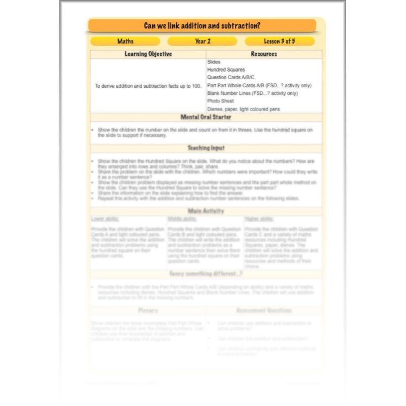 PlanBee Can We Link Addition and Subtraction? KS1 Maths Planning Year 2