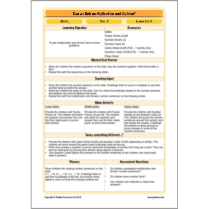 PlanBee Can We Link Multiplication and Division? Year 2 Maths scheme of work