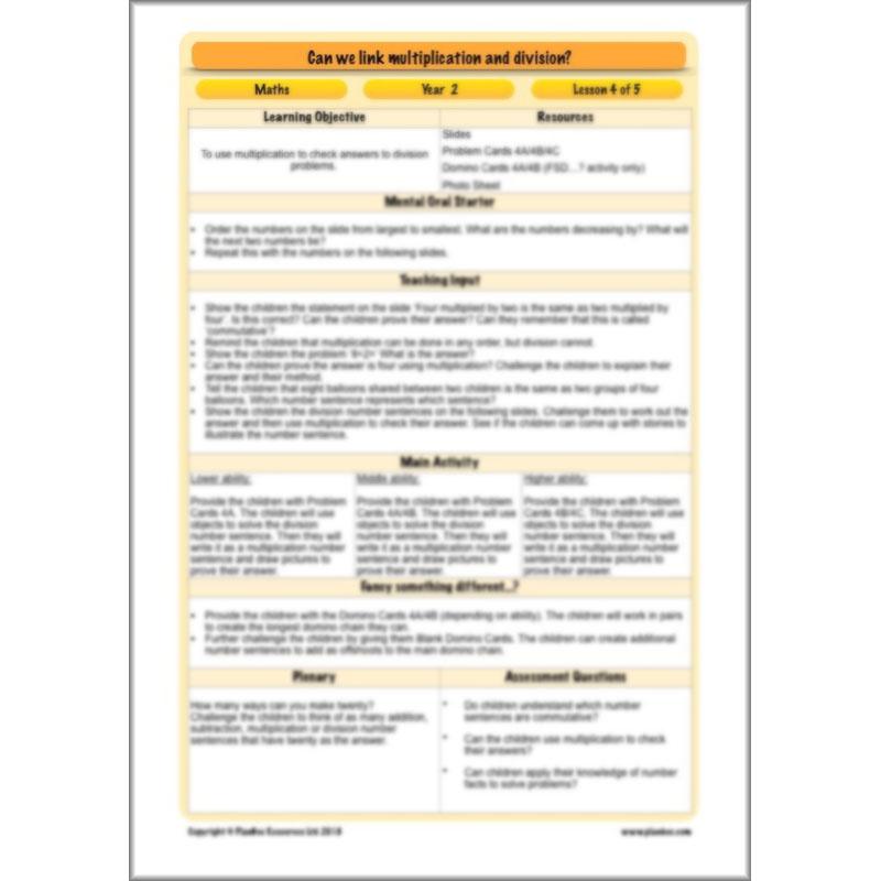 PlanBee Can We Link Multiplication and Division? Year 2 Maths scheme of work