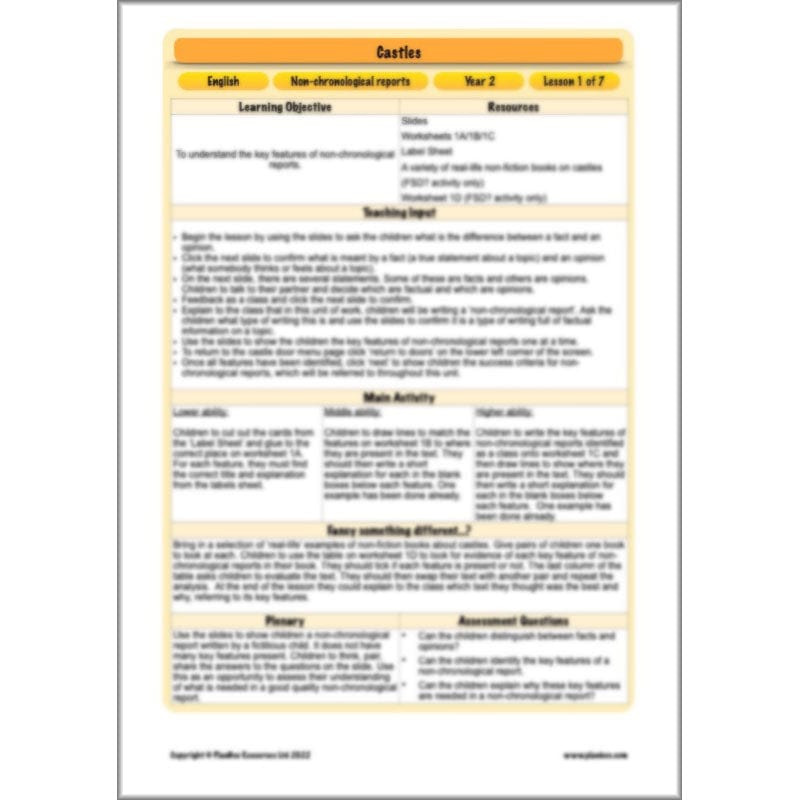 PlanBee Castles Year 2 English Planning Pack by PlanBee
