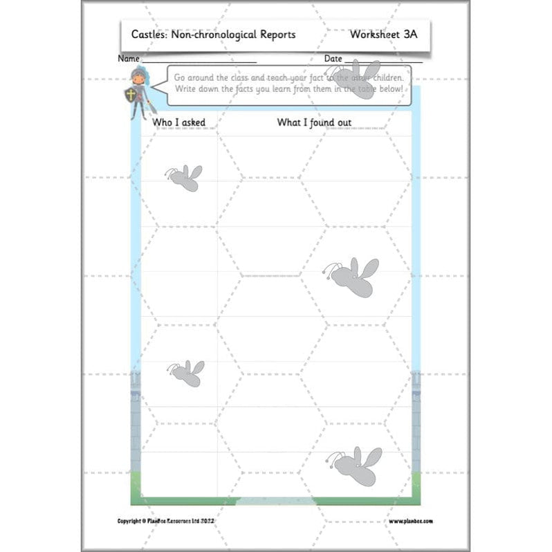 Castles Non-Chronological Reports Year 2 English by PlanBee