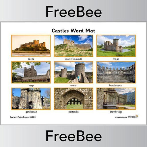 PlanBee Castles word mat to label a castle | PlanBee FreeBees