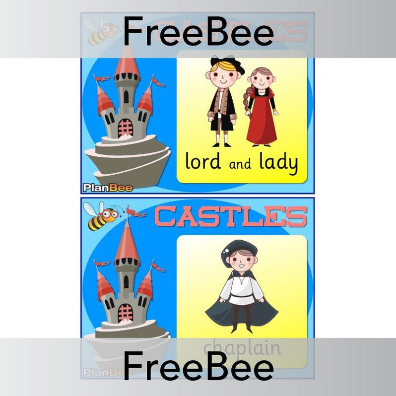 Castles Word Cards PlanBee FreeBees