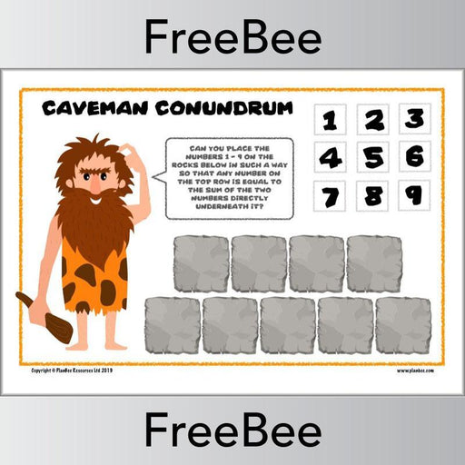 Stone Age Caveman Number Conundrum Puzzle by PlanBee