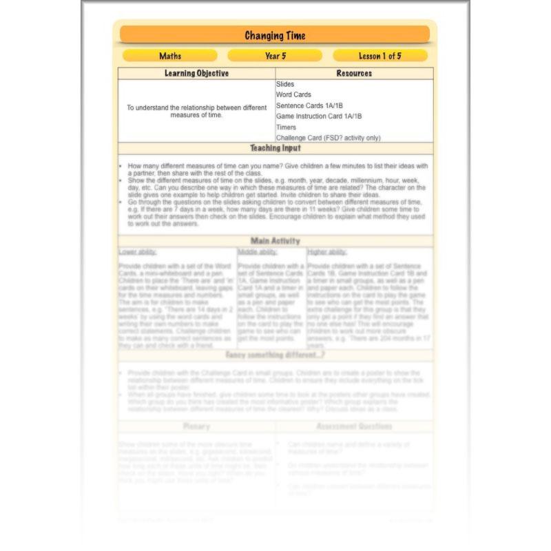 PlanBee Changing Time Year 5 Maths Lesson Planning Pack