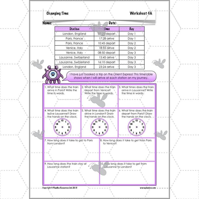 PlanBee Changing Time Year 5 Maths Lesson Planning Pack