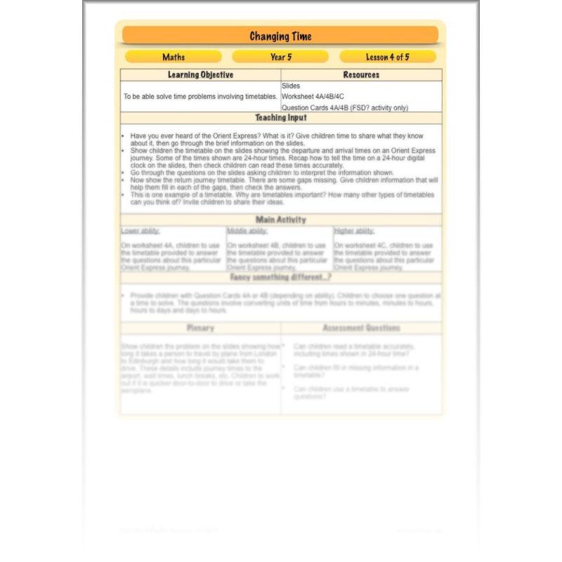 PlanBee Changing Time Year 5 Maths Lesson Planning Pack