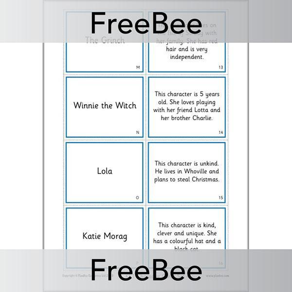 PlanBee Character Descriptions KS1 Cards