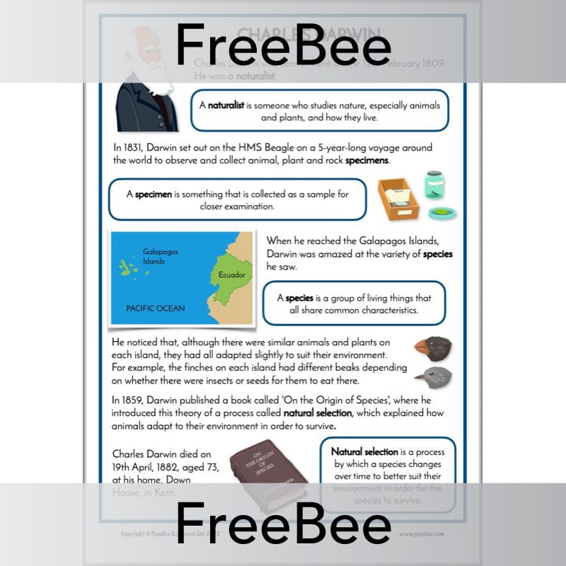 PlanBee FREE Charles Darwin Poster by PlanBee