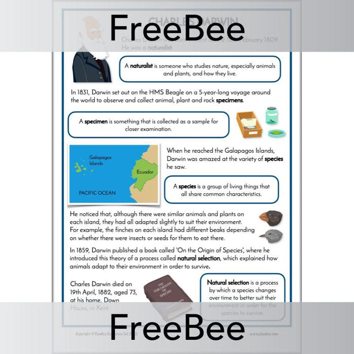 PlanBee FREE Charles Darwin Poster by PlanBee