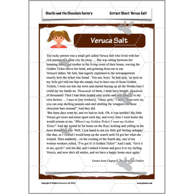 PlanBee Charlie and the Chocolate Factory Resources KS2 Pack | PlanBee