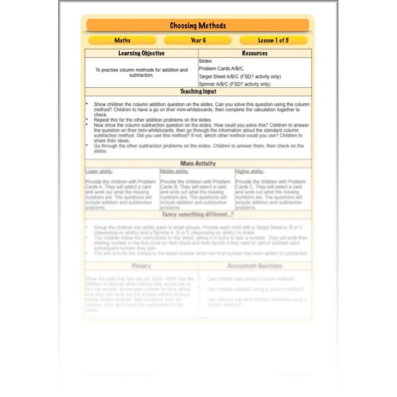 PlanBee Choosing Methods - Complete Year 6 Maths Planning and Resources