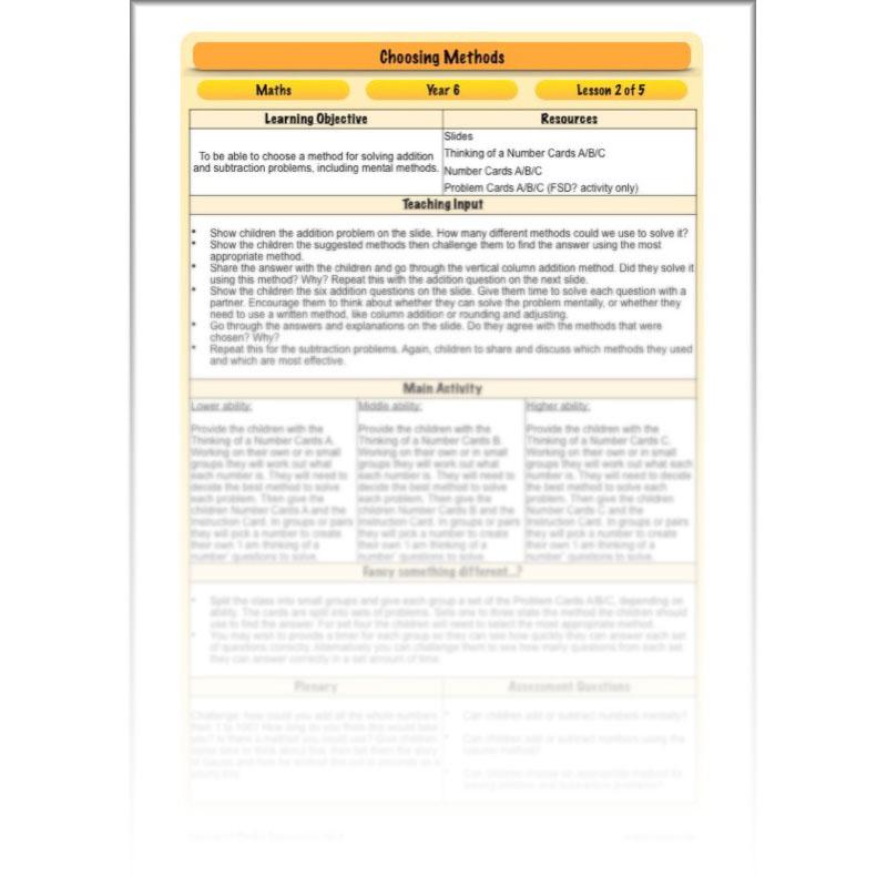 PlanBee Choosing Methods - Complete Year 6 Maths Planning and Resources