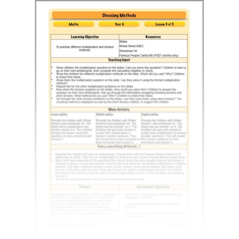 PlanBee Choosing Methods - Complete Year 6 Maths Planning and Resources