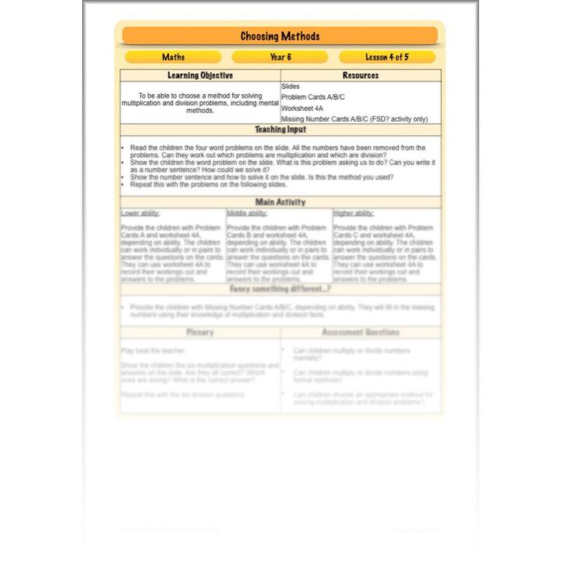 PlanBee Choosing Methods - Complete Year 6 Maths Planning and Resources
