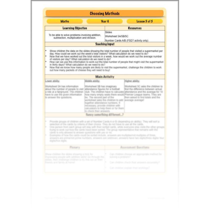 PlanBee Choosing Methods - Complete Year 6 Maths Planning and Resources