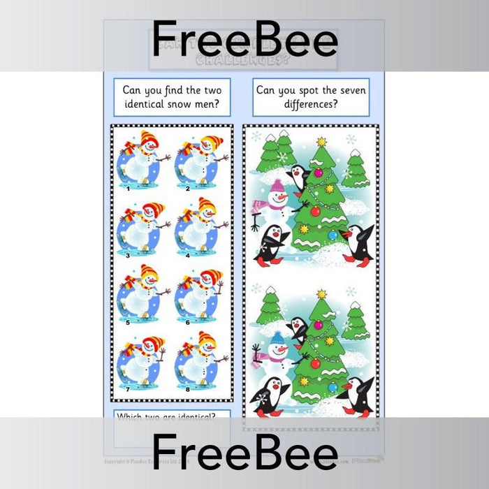 Free printable Christmas activities KS1 PlanBee game sheets
