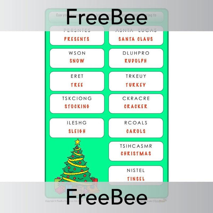 PlanBee Christmas Anagrams | PlanBee FreeBees