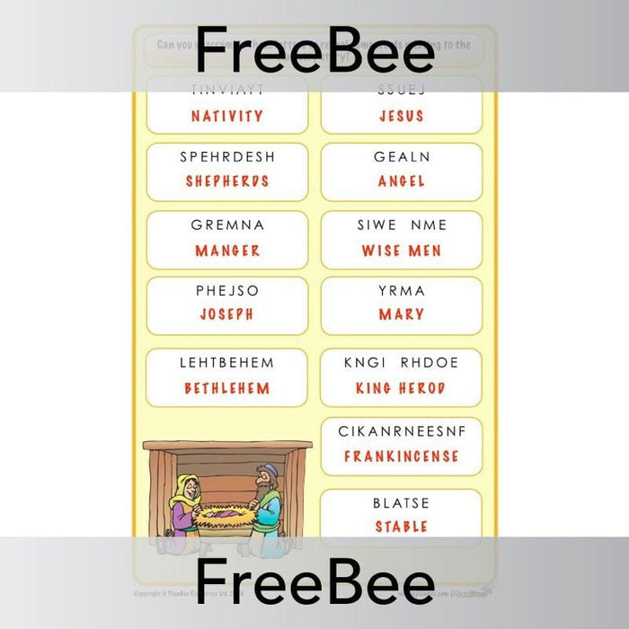 Free Printable Christmas Anagrams Answers by PlanBee
