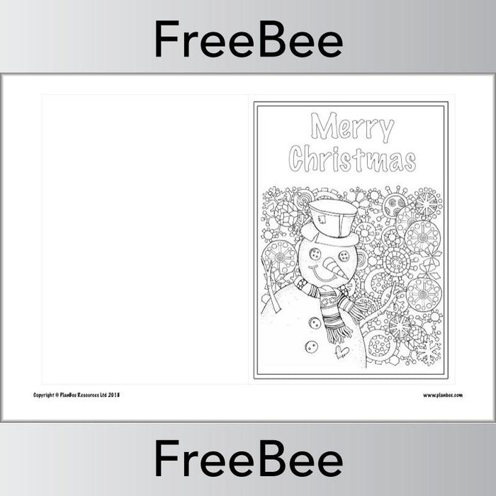 Snowman Christmas card templates free downloads for children by PlanBee