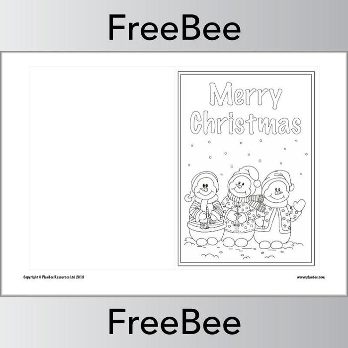Merry Christmas snowmen card templates free downloads for children by PlanBee
