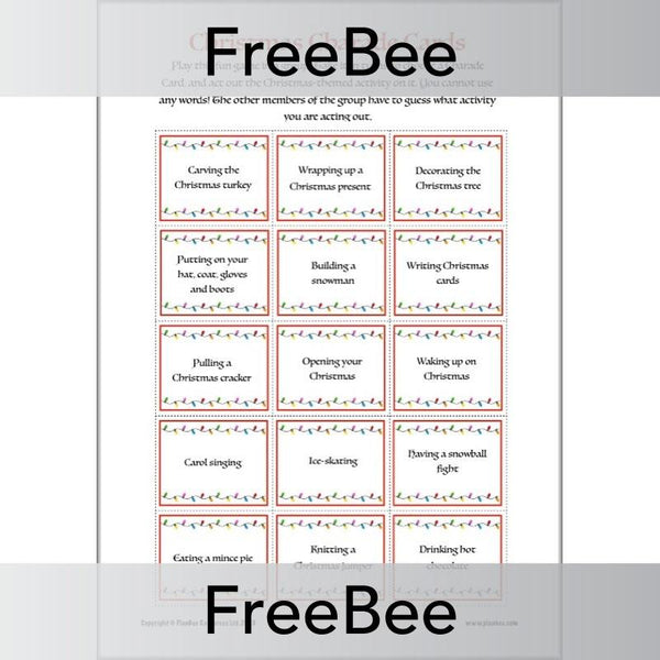 Free Printable Christmas Charades Cards by PlanBee for Free Printable Christmas Charades Cards