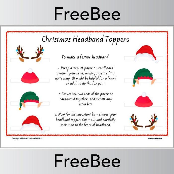 PlanBee FREE Christmas Headband Toppers by PlanBee
