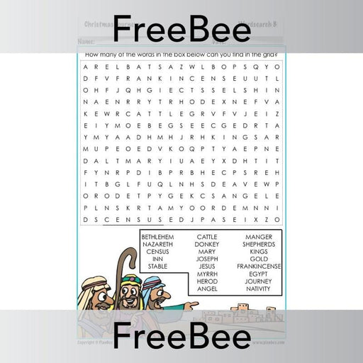 Word Search Christmas Journeys | Free PlanBee Resources