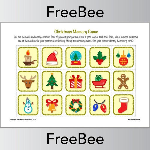 Free Christmas Memory Game KS1 by PlanBee