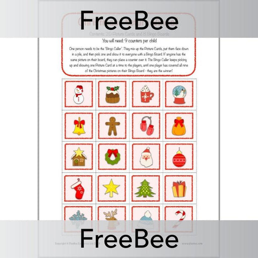 Printable Christmas bingo game for children by PlanBee
