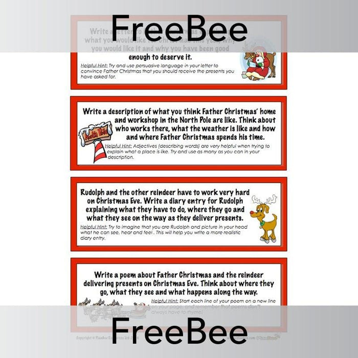PlanBee Christmas writing ideas: free, printable festive activity cards