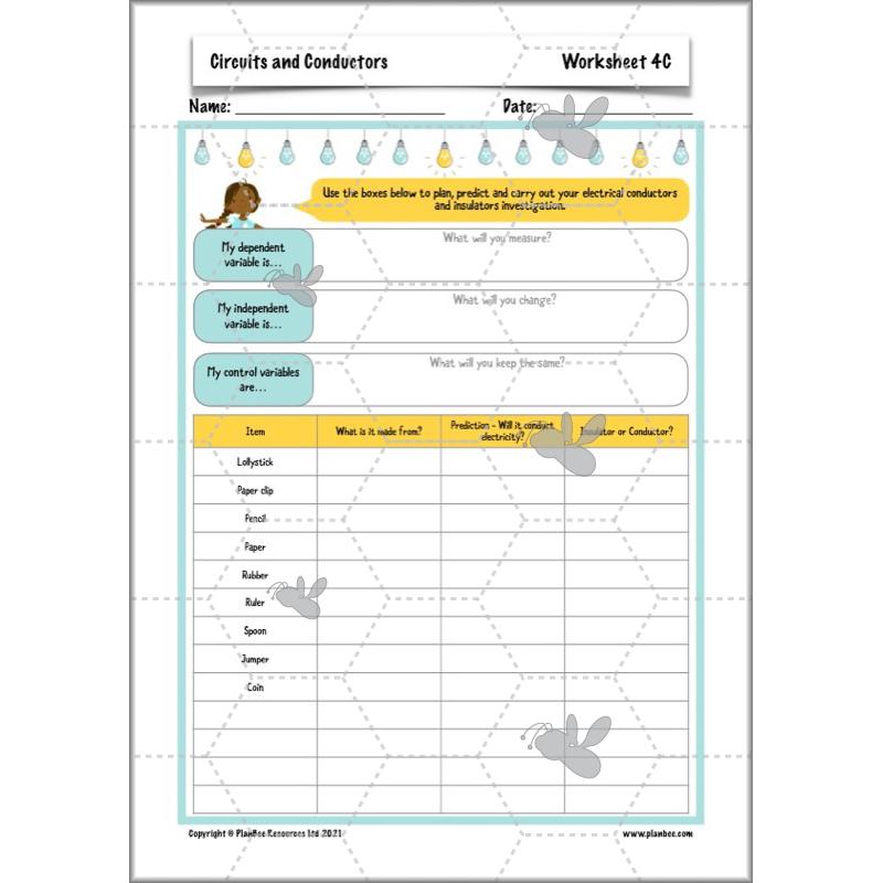 PlanBee Electricity Year 4 Science lessons: Circuits and Conductors