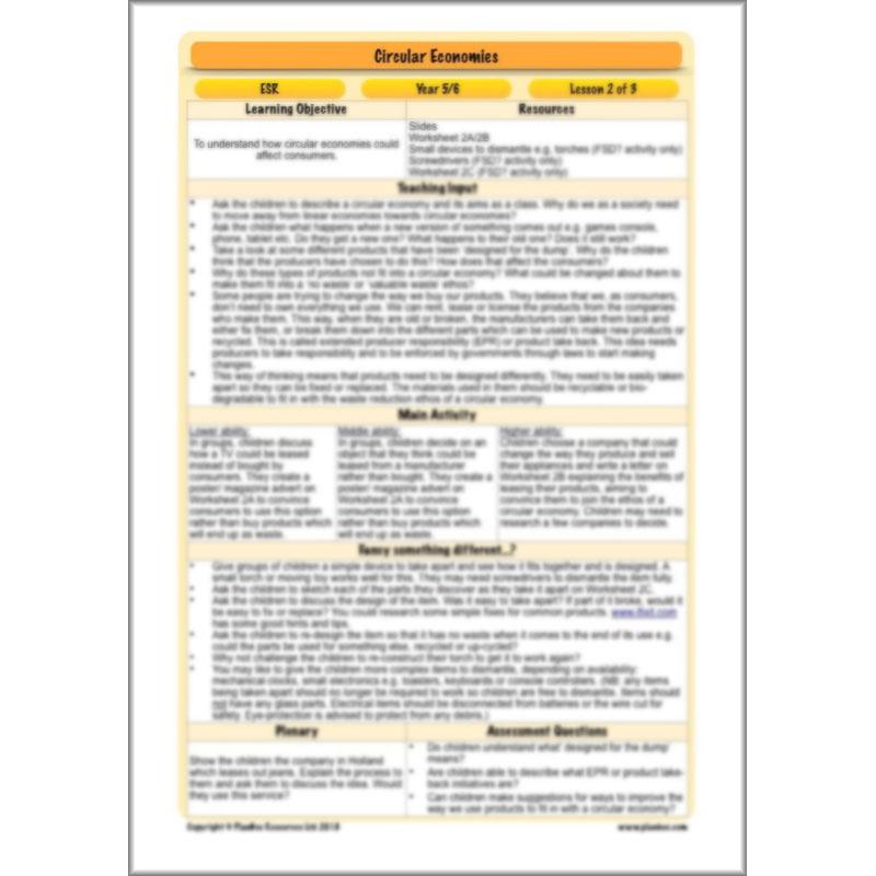 PlanBee Circular Economies KS2 ESR Lesson by PlanBee