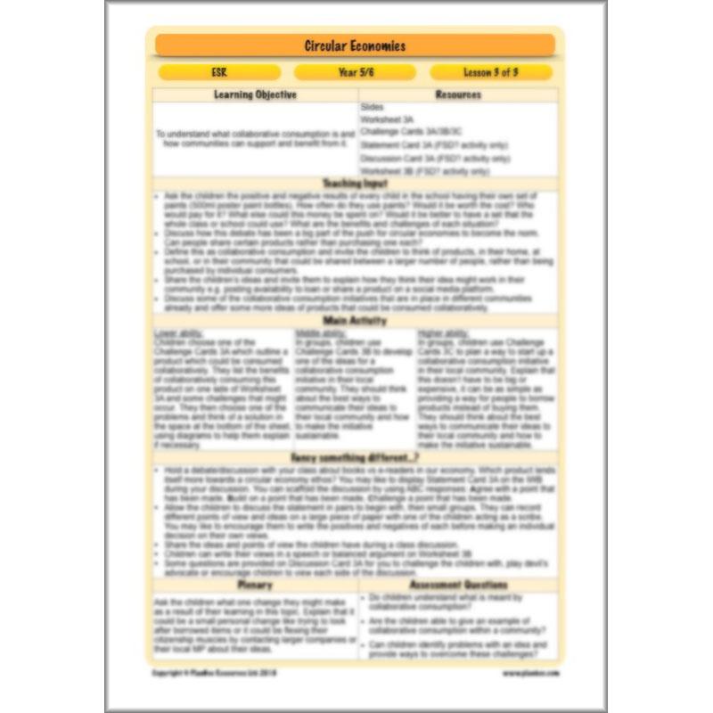 PlanBee Circular Economies KS2 ESR Lesson by PlanBee