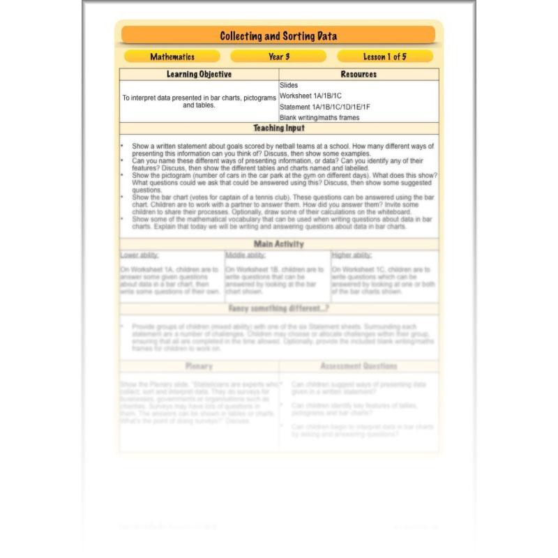 PlanBee Collecting and Sorting Data Year 3 Statistics by PlanBee